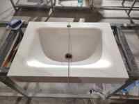 YDSTONE Évier de salle de bain en marbre artificiel Carreaux de céramique Brillant Cintrage à chaud Lavabo en pierre frittée