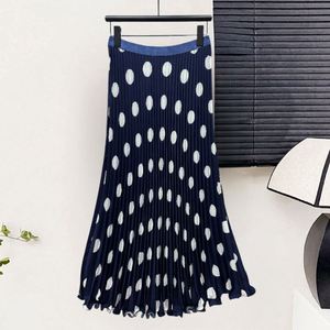 <span class=keywords><strong>Jupe</strong></span> mi-longue plissée taille haute à pois pour <span class=keywords><strong>femme</strong></span>, coupe droite, effet amincissant, polyvalente, idéale pour l'été - Product Image 6