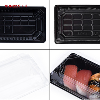 Sunzza PET couvercle transparent de qualité alimentaire récipient à sashimi en plastique jetable boîte d'emballage de sushi à emporter pour restaurant