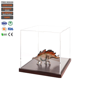 Espositore in Acrilico Trasparente per Collezioni, Vetrina per Organizzare Giocattoli <span class=keywords><strong>con</strong></span> Base in Legno Integrata per Uso da Scrivania - Product Image 1