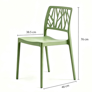 Modern Plastic <b>Dining</b> <b>Chair</b> With Geometric Backrest Green Color <b>Stackable</b> Design Contemporary Style Home Furniture - Product Image 5