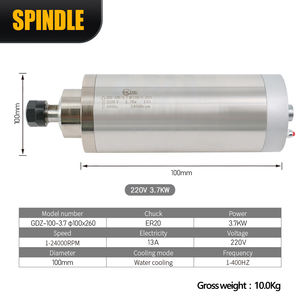 Moteur de broche de fraisage en métal HLTNC à grande vitesse 24000 tr/min, refroidi par eau, 400 Hz, 3,7 kW, ER20, 220 V, 13 A, BT30, 4 roulements en acier pour CNC - Product Image 4