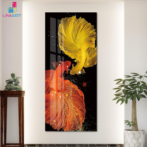 Vendita calda UNIART <span class=keywords><strong>di</strong></span> lusso moderno dipinto <span class=keywords><strong>di</strong></span> cristallo <span class=keywords><strong>di</strong></span> pesce d'oro <span class=keywords><strong>di</strong></span> una coppia per la decorazione della casa e la decorazione del soggiorno - Product Image 2