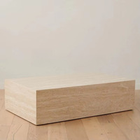 Table basse rectangulaire moderne en travertin, base en marbre beige, mobilier de salle à manger, utilisation hospitalière