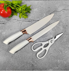 White Luxury Professional Chef <b>Block</b> Set 67-Layer Damascus Steel Serrated Edge Kitchen Cooking Knives <b>Acrylic</b> Stand Disposable - Product Image 5