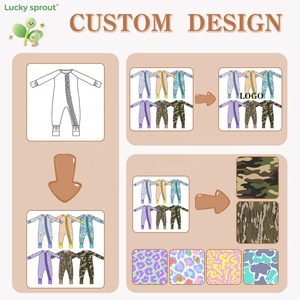 Nuevos Pijamas <span class=keywords><strong>de</strong></span> Bambú para Bebé al por Mayor con Estilos Aleatorios, Listos para Enviar, Estampados Personalizados, Bodys <span class=keywords><strong>de</strong></span> Bebé con Cierre <span class=keywords><strong>de</strong></span> Cremallera - Product Image 2
