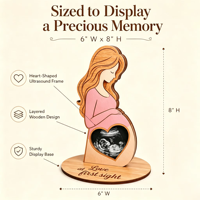 Cadre photo échographie Cœur de bébé – Cadeau Fête des Mères pour future maman, femme enceinte – Cadre échographie du fœtus offert par le mari