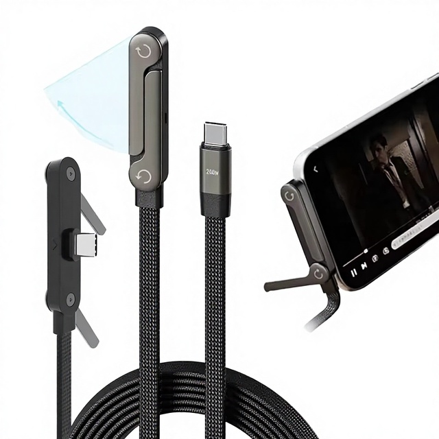 240W PD 3.1 USB C to USB C Cable with Foldable Stand Zinc Alloy Braided Fast Charging Cord for Phone 17 16 15 Pro Max, Mac Sams