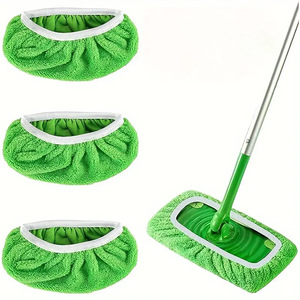 Panno per Mop in Microfibra Ecologico Rotondo Lavabile, Set di Ricambio per Scopa con Cesto in Plastica per Uso su Pavimenti - Product Image 1