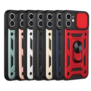 Hoes Hybride Schokbestendige Kickstand Ring Beschermhoes Telefoonhoesje Voor Iphone 11 12 13 14 Pro Max Met Ringhouder Lenshoes