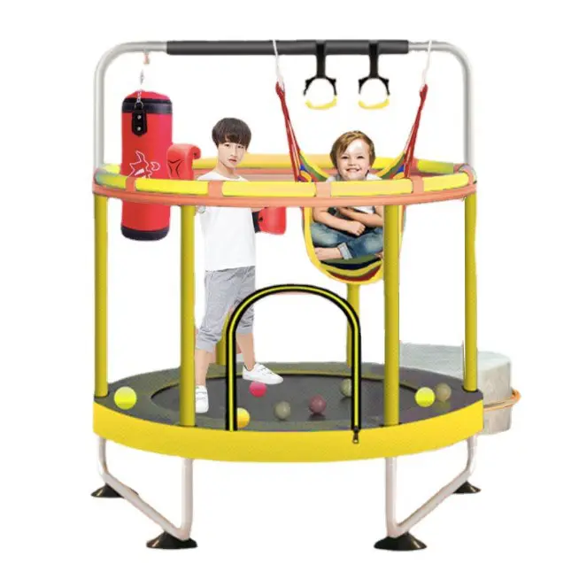 Indoor Outdoor Trampoline for Kids with Enclosure Net Gymnastic Jumping Bed Parent-Child Interactive Game Fitness Trampoline