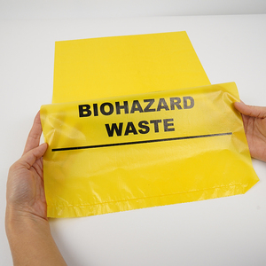 Logo <span class=keywords><strong>personnalisé</strong></span> durable jaune HDPE PE grand sac plat de déchets à risque biologique élimination médicale pour les préservatifs de pilules liquides - Product Image 6