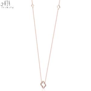 สร้อยคอทองคำแท้ 18K ดีไซน์เรียบหรู งานแฮนด์เมด ประดับเพชรแท้ธรรมชาติ สำหรับสาวๆ สินค้ามาใหม่ - Product Image 3