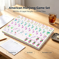 Ensemble de Mahjong en Acrylique Imprimé UV, 160 Tuiles Colorées avec Étui, Cadeau d'Anniversaire ou de Noël