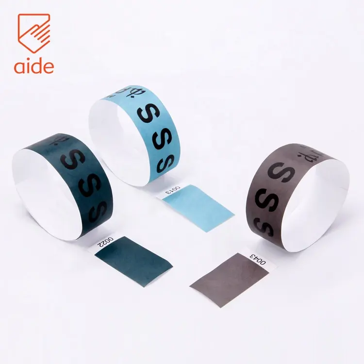 Bunte wasserdichte billige Tyvek Papier Konzert Armband Armbänder für Tickets