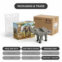 Mainan Figur Hewan Safari PVC Abu-abu 45x19x18.5cm Gajah Safari Mainan Edukatif Dekorasi Meja Anak