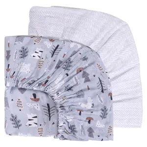 100% Muslin Cotton Extra Soft Baby Bed Sheet Cozy Forest Design Fitted Crib Sheet