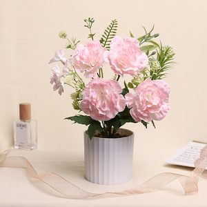 Bonsaï de rose artificielle Jinhe 7,5x7,5x26 cm, fleurs en soie et plastique pour décorations de maison et de mariage - Product Image 1