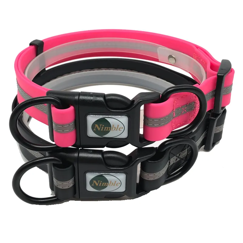 2024 New Arrival Wholesale Custom Waterproof Reflective PVC Coated Dog Collar With Lights Nylon And Plastic Material For Pets