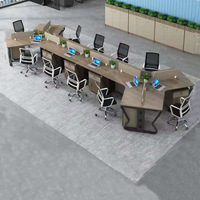 Meubles de bureau de luxe au design moderne, en bois, métal et acier, poste de travail cubique pour ordinateur de bureau pour 3 personnes