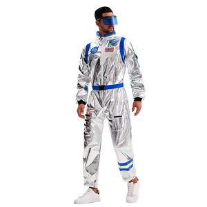 Astronaut Space Suit Costume Adult Men Women Halloween Cosplay Costume Silver Reflective NASA Design One Size Fits Most - Product Image 3