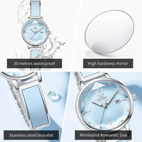 Montres à quartz originales OLEVS 5656 pour femmes, bracelet en acier, bracelet en cuir, miroir en forme de losange, élégantes montres habillées pour femmes
