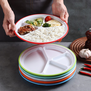 Plato Redondo Dividido en Cuatro Compartimentos de Melamina, Resistente, para Uso Comercial en Comedores Escolares - Product Image 1