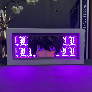 Boîte à lumière en bois avec cadre en bois, découpe au laser, boîte à lumière manga, lumière LED de nuit, Yagami pour la décoration de la chambre, lampe de bureau - Product Image 5