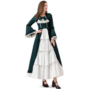 Disfraces de Halloween para adultos, estilo medieval, retro, renacentista, europeo, estilo corte americano, varios colores, vestido de fibra de poliéster - Product Image 3