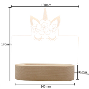 Lampe de chevet LED 3D personnalisée avec base en bois, acrylique et télécommande - Product Image 2