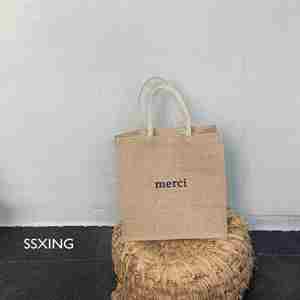 Sacs en jute imprimés avec logo personnalisé fourre-tout en coton et soie réutilisable écologique pour le shopping - Product Image 5
