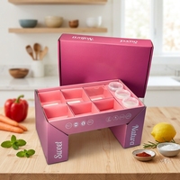 Boîte d'emballage en papier rose personnalisée jetable avec couvercle et insert pour gobelet, idéale pour biscuits, sushis, sandwichs, plateaux de pique-nique et repas en extérieur