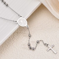 Collier Chapelet Catholique en Acier Inoxydable pour Femme, Croix Crucifix Jésus, Vierge Marie, Tendance Chrétienne