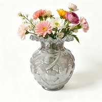 Vase à fleurs en verre soufflé à la main, écologique, avec motif mascotte, pour centre de table de salon, décoration intérieure