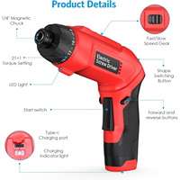 Perceuse-visseuse à chocs sans fil 3,7 V avec moteur sans balais, rechargeable, robuste, Li-ion, kit d'outils de fabrication industrielle