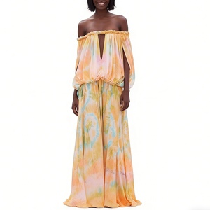 ชุดเดรสผู้หญิงแบบผูกไหล่ - แขนพองทรงหลวมแบบมัดย้อมแฟชั่น - Product Image 3