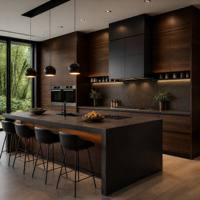 Meubles de cuisine modulaires modernes en aggloméré, MDF et contreplaqué pour salle à manger avec tiroir et évier