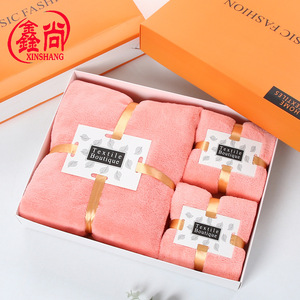 Textile Boutique Coral Fleece Towel Gift Set 35x75cm 70x140cm Thickened <b>Soft</b> Absorbent Purple Rectangle - Product Image 4