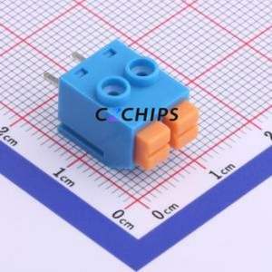 XY118-5.0-2P Spring Terminal Block Through hole Component (THT),P=5mm Connector 1x2P 5mm Blue 2P - Product Image 1