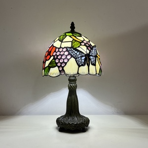 LongHuiJing Tiffany Scandinavian Simple Stained Glass Red Green Flexible Flower Butterfly 8Inch LED AC Eco-Friendly Table Lamp - Product Image 2