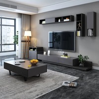 Mobilier de Salon Nordique Moderne en Bois Avec Rangement : Meuble TV et Table Basse