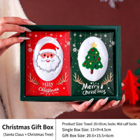 Set Handuk Kotak Hadiah Natal Santa Snowman Pohon Natal Handuk Lipat, Hadiah Liburan untuk Pesta Natal Logo Kustom Tersedia