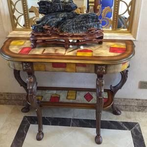 <span class=keywords><strong>Console</strong></span> semi-circulaire en <span class=keywords><strong>bois</strong></span> massif de style européen et américain, design antique, pour entrée, hall, salon, appartement - Product Image 4