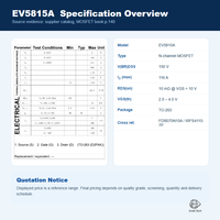 EvolE 150V 116A N-Channel Trench MOSFET TO-263 D2PAK RDS(on) 10m Gate Threshold 2.0-4.0V Saklar Daya Penggerak Motor EV5815A