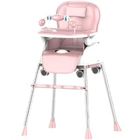 Chaise haute pour bébé en plastique pour enfants, multifonctionnelle, réglable, avec roulettes coulissantes, chaise de repas portable