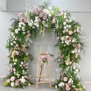 X887 <span class=keywords><strong>rosa</strong></span> <span class=keywords><strong>rosa</strong></span> artificiale fiore verde foresta fiori <span class=keywords><strong>rosa</strong></span> ortensia fiori arco artificiale <span class=keywords><strong>di</strong></span> nozze per la festa nuziale - Product Image 2