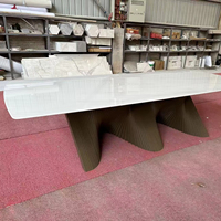 Table à manger en bois massif de luxe léger, design minimaliste, console de salon en marbre pour villa haut de gamme