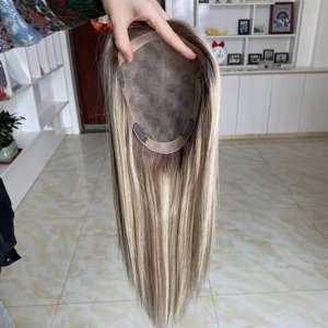 Topper mono 6x8 avec base en PU et couleurs contrastées, avec clips, pour femmes souffrant de perte de cheveux - Product Image 3