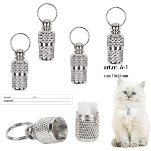 Mini bạc chống mất Pet ID tag kim loại thùng Ống tên thẻ cho chó mèo và con chó con cổ áo địa chỉ và tên nhãn - Product Image 1