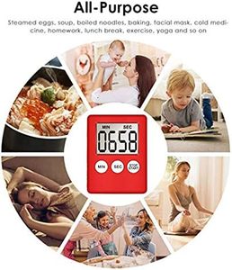 Minuteur de cuisine numérique avec commande tactile et design en plastique écologique - Outil de cuisine magnétique - Product Image 4